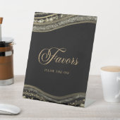 Signe De Table Elegant Black Gold Agate Party Favors (In SItu)