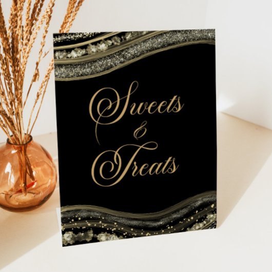 Signe De Table Elegant Black Gold Agate Sweets and Treats