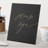 Signe De Table Elégant Black Gold Modern Script Mariage livre d'o (In SItu)