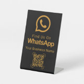 Signe De Table Elegant Black Gold WhatsApp QR Code Business Sign (Recto)