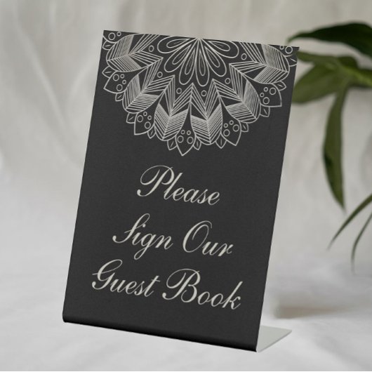 Signe De Table Elegant Black Indian Boho Wedding Guest Book