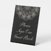 Signe De Table Elegant Black Indian Boho Wedding Guest Book (Recto)
