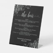 Signe De Table Elegant Black & Silver Wedding Drinks or Bar Menu (Recto)