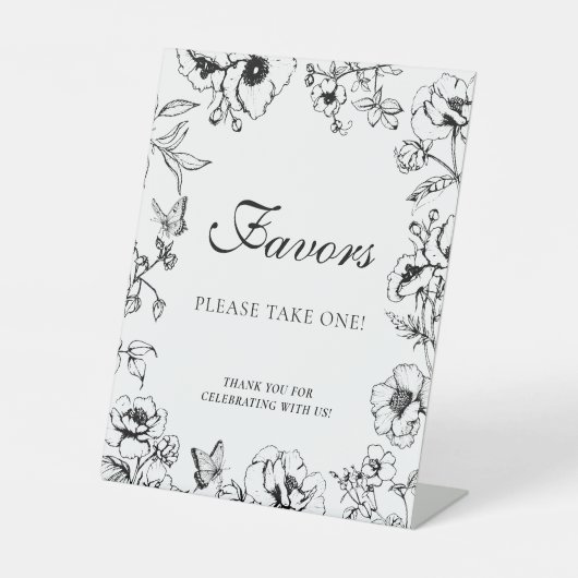 Signe De Table Elegant Black White Floral Wedding Favors (Recto)