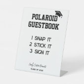 Signe De Table Elegant Black White Graduation Polaroid Guestbook (Recto)