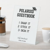 Signe De Table Elegant Black White Graduation Polaroid Guestbook (In SItu)