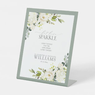 Signe De Table Élégant blanc gris vert floral Laissez l'amour éti