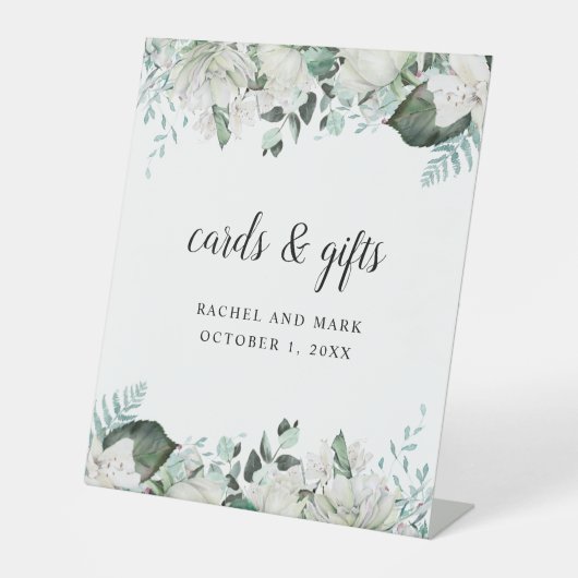 Signe De Table Elégant blanc Mariage de verdure (Recto)