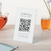 Signe De Table Élégant blanc Script minimal QR Google Review (In SItu)