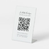 Signe De Table Élégant blanc Script minimal QR Google Review (Recto)