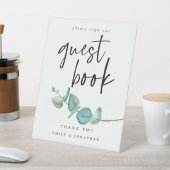 Signe De Table Elégant Bleu Eucalyptus Mariage de livre d'invité (In SItu)