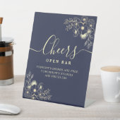 Signe De Table Élégant bleu marine Cheers Open Bar Sign (In SItu)