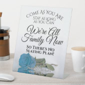 Signe De Table Elégant bleu turquoise Rose Mariage à siège ouvert (In SItu)