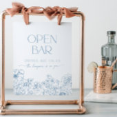 Signe De Table Elégant Blue Chinoiserie Floral Open Bar Cocktail