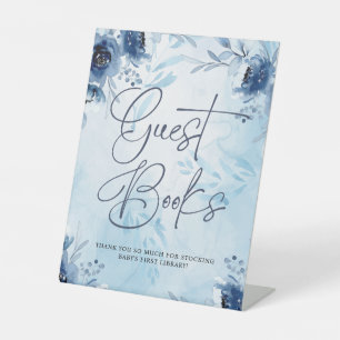 Signe De Table Elégant Blue Flowers Guest Books Baby shower de ga