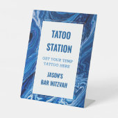 Signe De Table Elégant Blue Ocean Waves Bar Mitzvah (Recto)