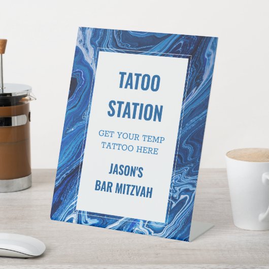 Signe De Table Elégant Blue Ocean Waves Bar Mitzvah (In SItu)
