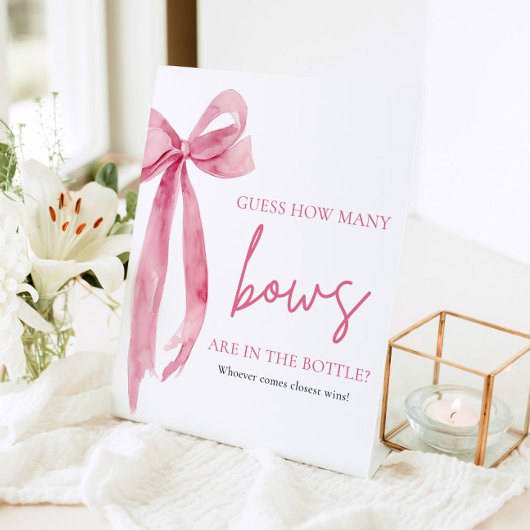 Signe De Table Elégant Blush Pink Bow Devine Combien De Bows Jeu