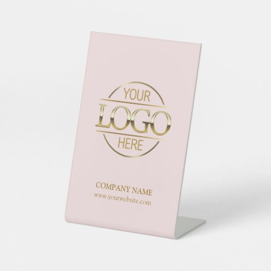 Signe De Table Élégant Blush Pink Entreprise Logo d'entreprise (Recto)