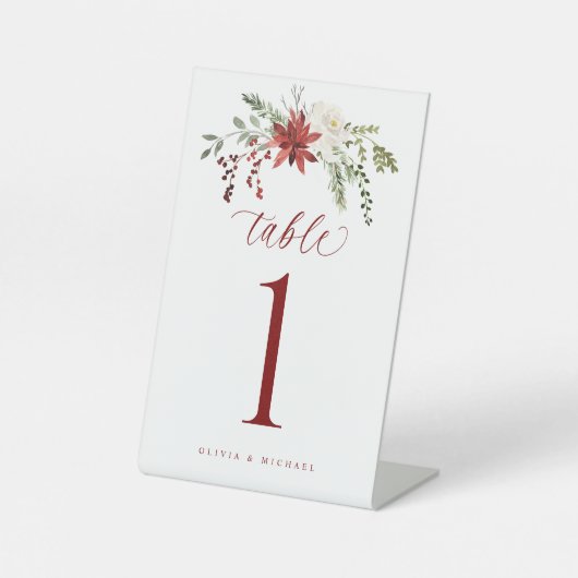 Signe De Table Elegant Botanical Winter Wedding Table Numbers (Recto)