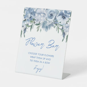 Signe De Table Elégant Bouquet Floral bleu Dusty