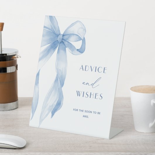 Signe De Table Elégant Bow bleu Dusty Conseils & Souhaits (In SItu)