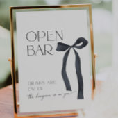 Signe De Table Élégant Bow noir gothique Open Bar Cocktails