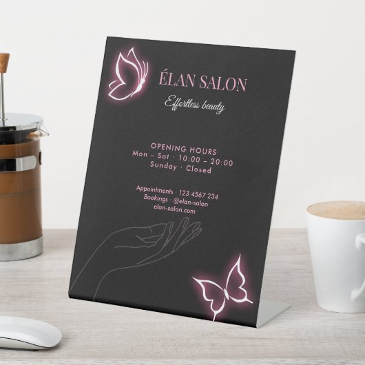 Signe De Table Elegant Butterfly Glow Chic Beauty Salon (In SItu)