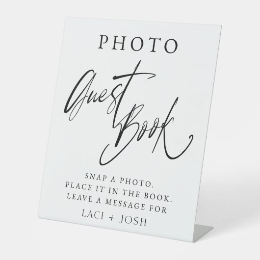 Signe De Table Elegant Calligraphy Wedding Photo Guestbook Table  (Recto)