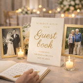 Signe De Table Elegant Champagne Gold Wedding Guest Book