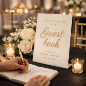 Signe De Table Elegant Champagne Gold Wedding Guest Book