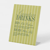Signe De Table Elegant Chartreuse Stripe Signature Drinks Wedding (Recto)