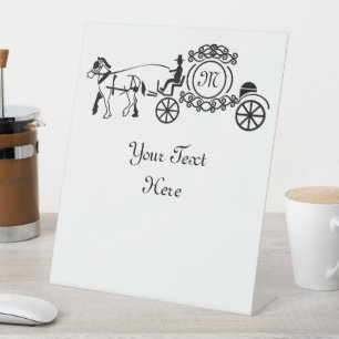 Signe De Table Élégant cheval tiré Mariage Wagon Monogramme