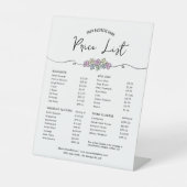 Signe De Table Elégant Chic Floral Design Menu Prix (Recto)