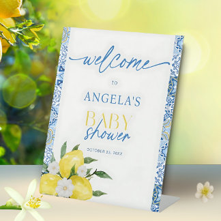 Signe De Table Elégant citron italien Baby shower Affiche de bien
