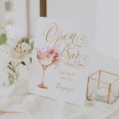 Signe De Table Élégant clignotant blanc rose or Open Bar