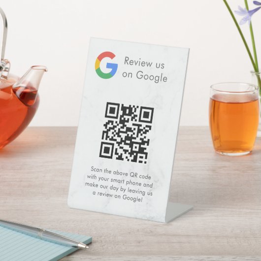 Signe De Table Élégant code QR de critiques Google sur présentoir (In SItu)