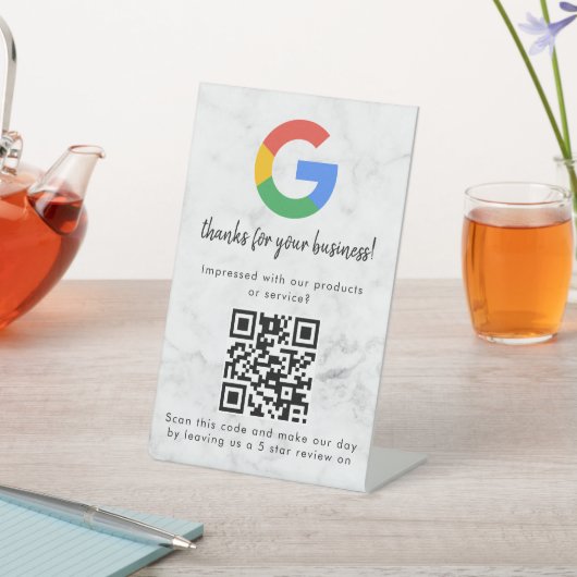 Signe De Table Élégant code QR de critiques Google sur présentoir (In SItu)