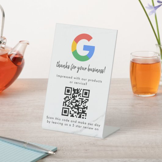 Signe De Table Élégant code QR de critiques Google sur présentoir (In SItu)