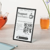 Signe De Table Élégant Code QR de Pourboire sur Cash App (In SItu)