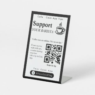 Signe De Table Élégant Code QR de Pourboire sur Cash App