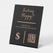 Signe De Table Élégant code QR pour pourboire votre barman (Recto)