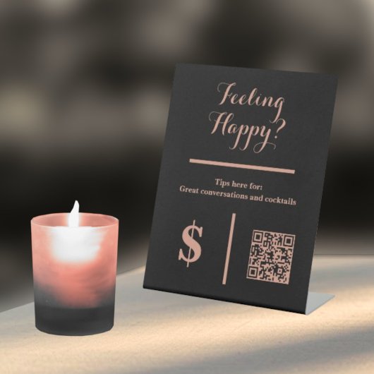 Signe De Table Élégant code QR pour pourboire votre barman