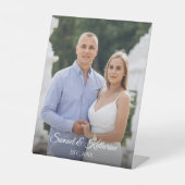 Signe De Table Elegant Custom Couple Photo Script Name Valentine (Recto)