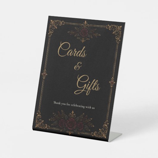 Signe De Table Elegant Dark Gothic Wedding Tabletop Sign (Recto)
