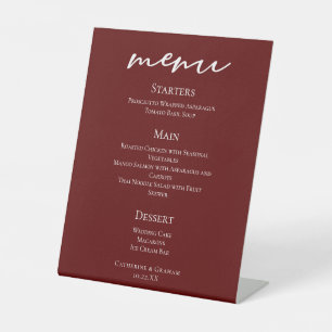 Signe De Table Elégant dîner Bourgogne Menu Mariage du soir
