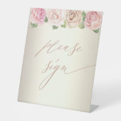 Signe De Table Elégant Dusty Rose Aquarelle Mariage Livre d'or (Recto)