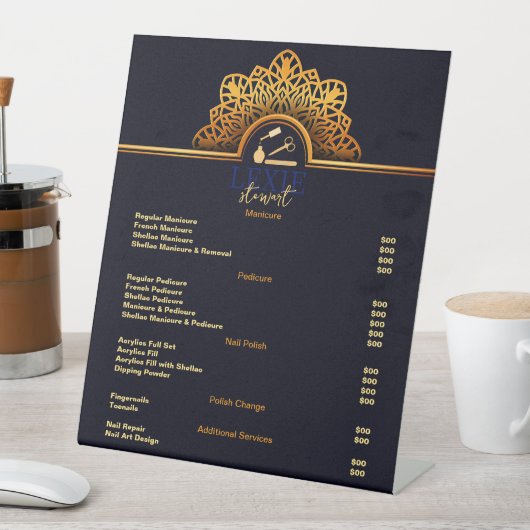 Signe De Table Elégant et Classy Nail Tech Tarifs (In SItu)