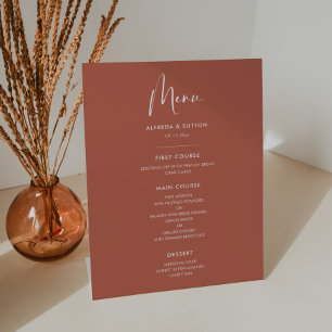 Signe De Table Elégant et moderne menu mariage d'argile rouge
