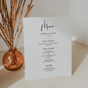 Signe De Table Elégant et moderne menu mariage noir et blanc